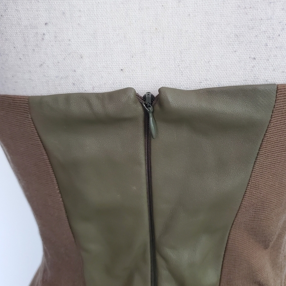 ASOS Black Label Khaki Leather Insert Strapless Dress - Picture 8 of 12